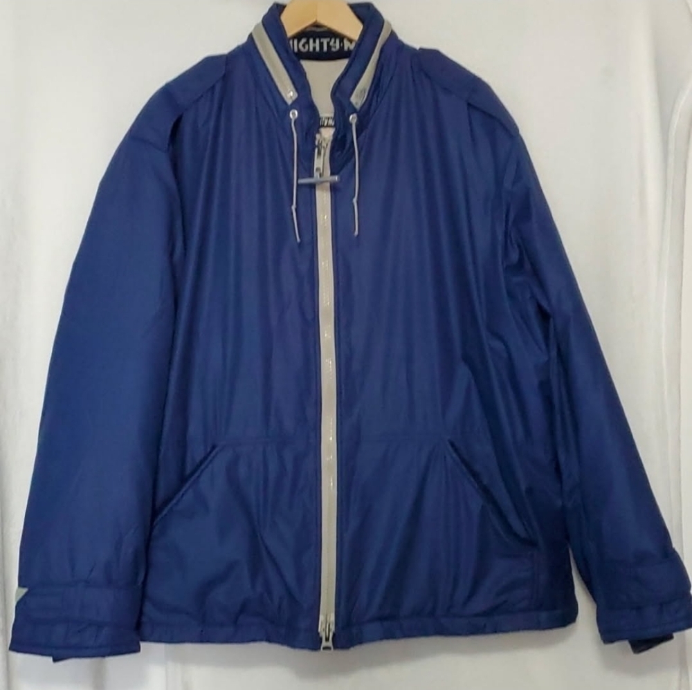 Vintage Mighty Mac Men's Navy Zip-up Warm Jacket Size 50